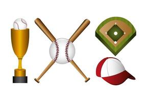 bundle of baseball icons vector