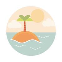 landscape nature island palm tree ocean tropical flat style icon vector