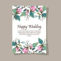 wedding invitation card with flowers decoration vector
