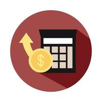 calculator money coin up arrow business rising food prices block style icon vector