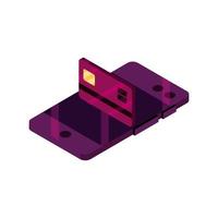 online shopping smartphone bank card credit payment isometric isolated icon vector