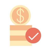 mobile banking stack money coins check mark flat style icon vector