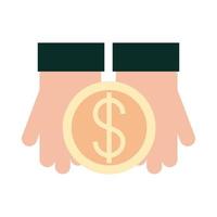 mobile banking hands with money coin flat style icon vector