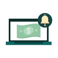 mobile banking laptop money banknote digital transaction flat style icon vector