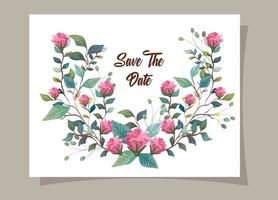 invitation card with flowers decoration vector