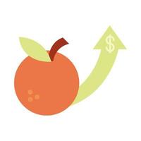 orange market product money up arrow rising food prices flat style icon vector