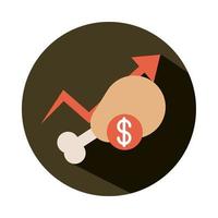 chicken leg money increase arrow market rising food prices block style icon vector