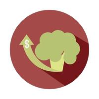 broccoli vegetable up arrow market rising food prices block style icon vector