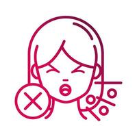 avoid coughing to prevent the spread of covid19 gradient icon vector