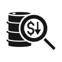 barrel money analysis trade crisis economy oil price crash silhouette style icon vector