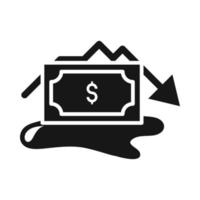 money spill oil down crisis economy oil price crash silhouette style icon vector