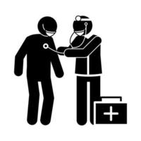 coronavirus covid 19 doctor and patient diagnosis consultation health  silhouette style icon vector