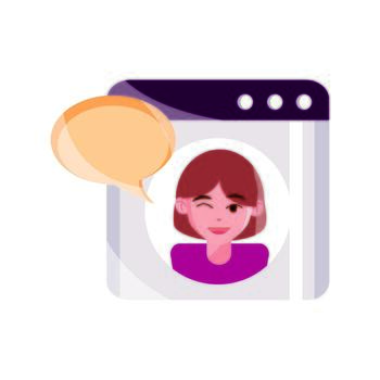 actividades en línea personaje video chat mensaje internet icono de estilo plano vector