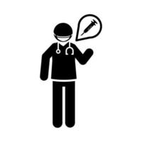 coronavirus covid 19 doctor with medical mask stethoscope medication syringe health  silhouette style icon vector
