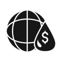 world money financial trade crisis economy oil price crash silhouette style icon vector