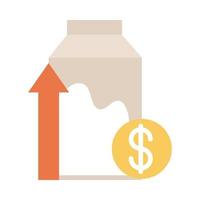 milk box money cost economy rising food prices flat style icon vector