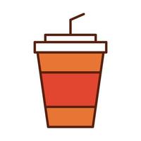 takeaway soda with straw fast food dinner and menu tasty meal and unhealthy line and fill icon vector