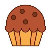 Cupcake dulce cena de comida rápida y menú comida sabrosa y línea no saludable e icono de relleno vector