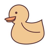 bebé pato de goma juguete objeto recién nacido plantilla de línea y relleno icono de diseño vector