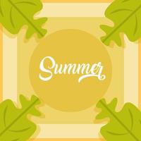 hello summer travel and vacation season lettering text leaves foliage banner vector