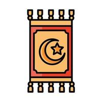 traditional carpet culture eid mubarak islamic religious celebration line and fill icon vector