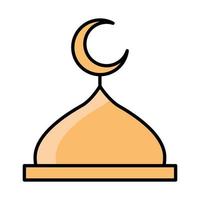 eid mubarak islamic religious temple sacred line and fill icon vector