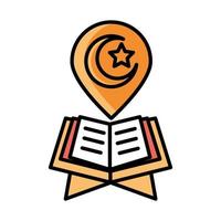 holy book koran eid mubarak islamic religious celebration line and fill icon vector