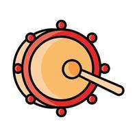 musical drum and drumsticks instrument percussion celebration line and fill icon vector