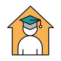 online education stay at home graduation virtual website and mobile training courses line and fill icon vector