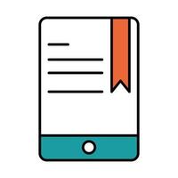 online education smartphone device book website and mobile training courses line and fill icon vector