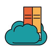online education cloud computing storage knowledge website and mobile training courses line and fill icon vector