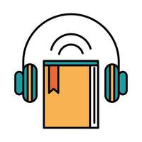 online education audio book learning website and mobile training courses line and fill icon vector