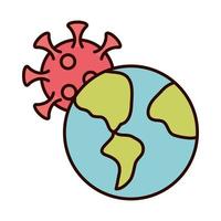 covid 19 coronavirus prevention world virus spread outbreak pandemic line and fill style icon vector