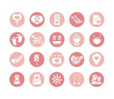 mothers day celebration party event icons set block style vector