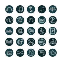 sound audio volume music block style icons set vector