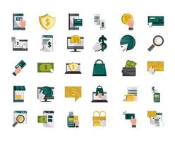 payments online money finance commerce technology icons set flat icon shadow vector