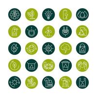 sustainable energy alternative renewable ecology icons set block line style icon vector