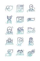 online health medical assistance support consultation icon set covid 19 pandemic gradient line icon vector