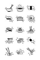 sushi oriental menu icons set line style icon vector