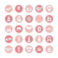 mothers day celebration party event icons set block style vector