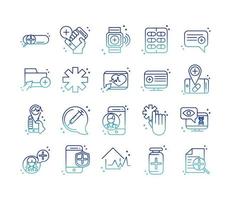 online health medical assistance support consultation icon set covid 19 pandemic gradient line icon vector