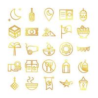 celebration ramadan arabic islamic celebration gradient line icons set vector