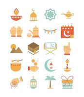 Ramadán árabe celebración islámica conjunto de iconos icono de color de tono vector