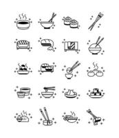 sushi oriental menu icons set line style icon vector