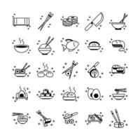 sushi oriental menu icons set line style icon vector