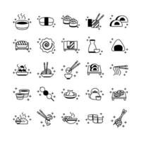 sushi oriental menu icons set line style icon vector