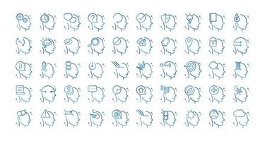 alzheimers disease neurological brain medical condition icons set gradient line vector