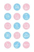 cleaning domestic hygiene icons set domestic hygiene block color style icon vector