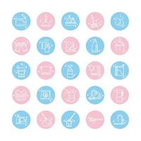 cleaning domestic hygiene icons set domestic hygiene block color style icon vector