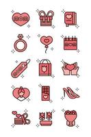 mothers day celebration party event icons set line and fill style icon vector